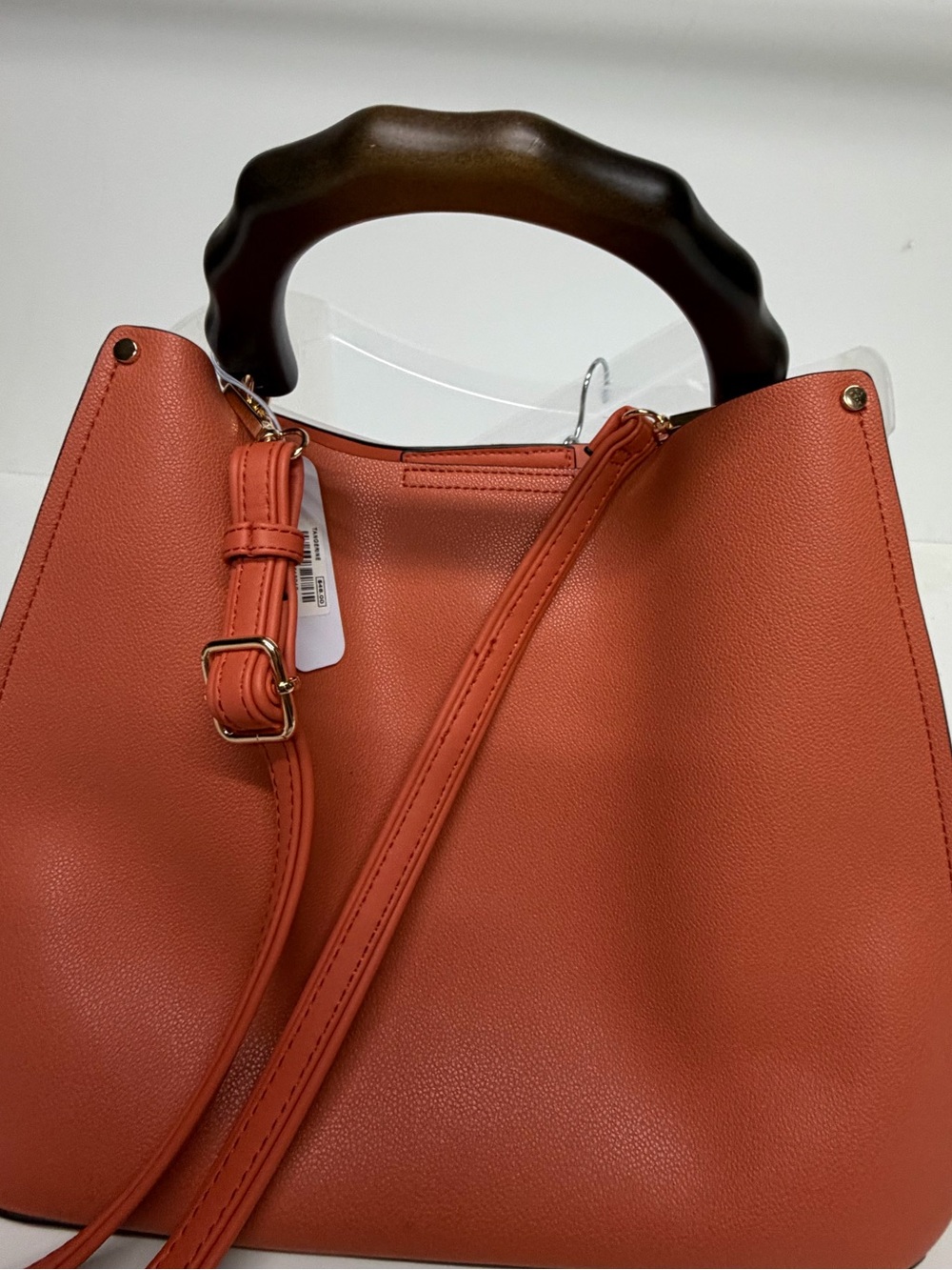 Charming Charlie Burnt Orange Shoulder Tote with Sculpted Brown Handle